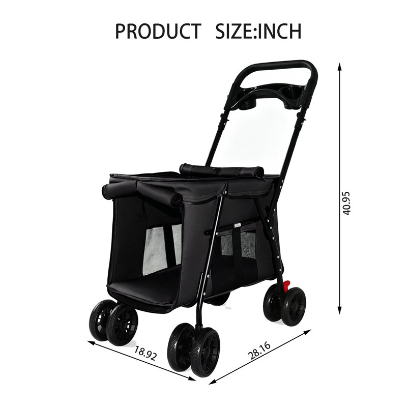 Poussette pliable pour animaux, Black