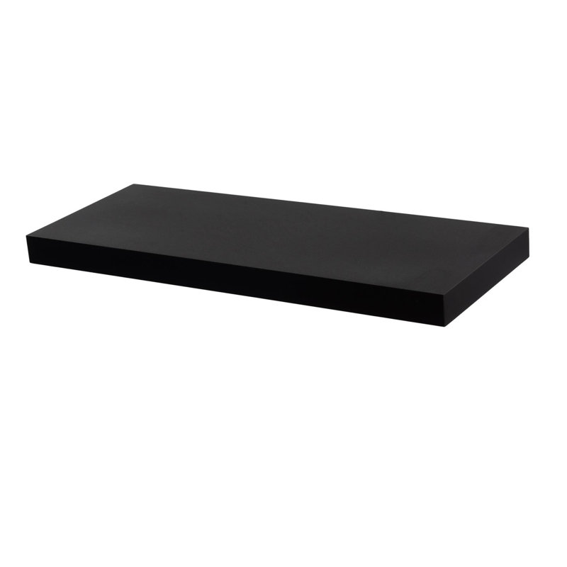 Harbour Housewares - Modern Floating Wall Shelf, Black, 4cm H x 60cm W x 23.5cm D