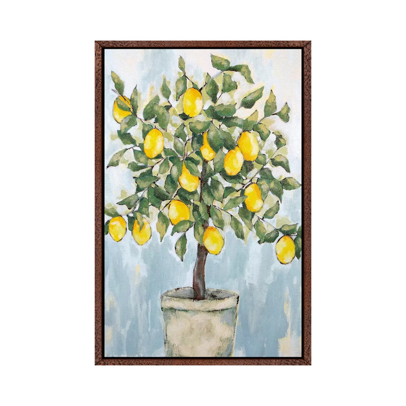 Lovely Lemons 1 Piece Painting on Canvas, 66.04cm H x 45.72cm W x 3.81cm D, Brown Framed