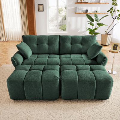 Ensemble de canapé confortable à 2 places avec repose-pieds et coussins moelleux pour les espaces de vie