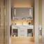 39" White LED Medicine Cabinet with Adjustable Lighting, Demister & Digital Clock