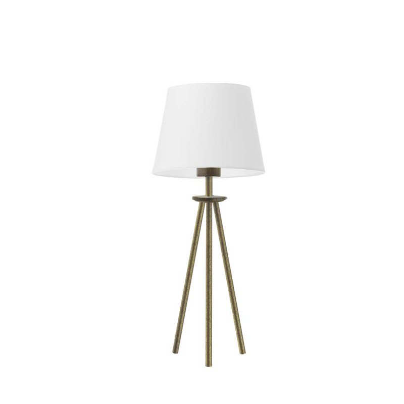 Addilyna Metal Tripod Lamp, White, Antique Gold