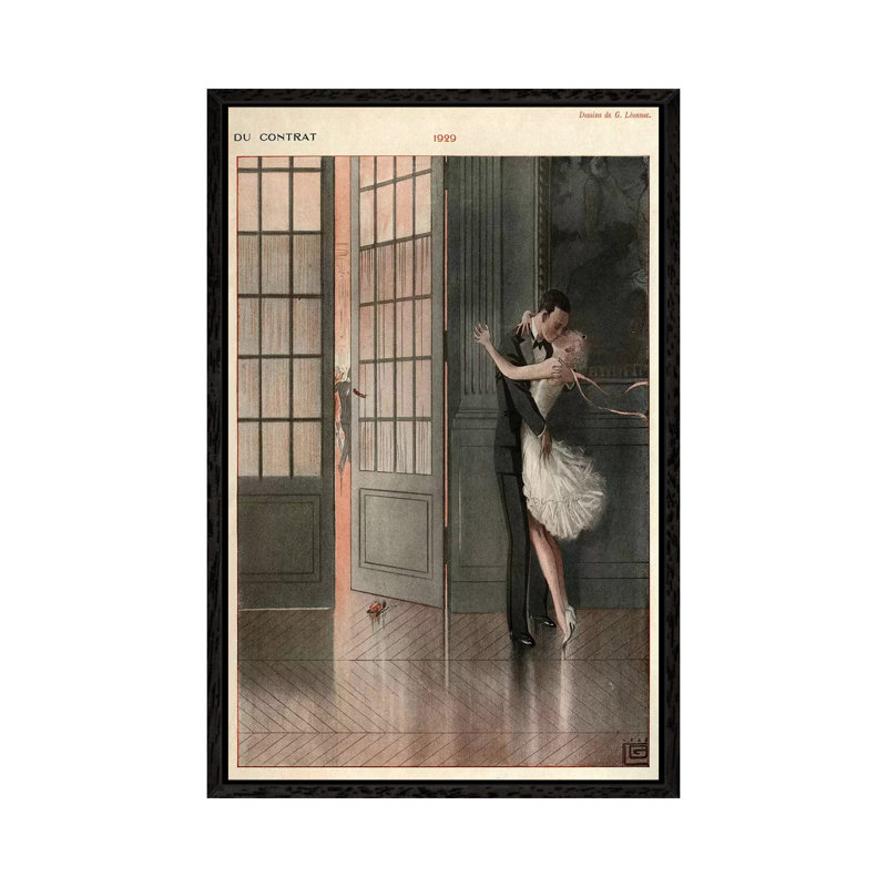 1929 La Vie Parisienne Magazine Plate - Print on Canvas, 101.6cm H x 66.04cm W x 3.81cm D, Black Floater Framed