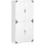 Armoire de cuisine industrielle avec armoire à 4 portes et tablettes de rangement, armoire de rangement autoportante, blanc
