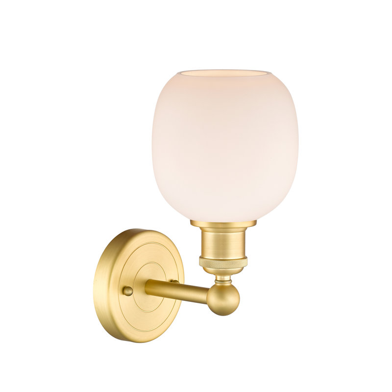 Cheraw Armed Sconce, Matte White, Satin Gold