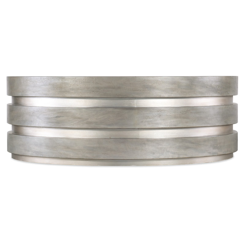 Gray Round Wood Coffee Table with Storage