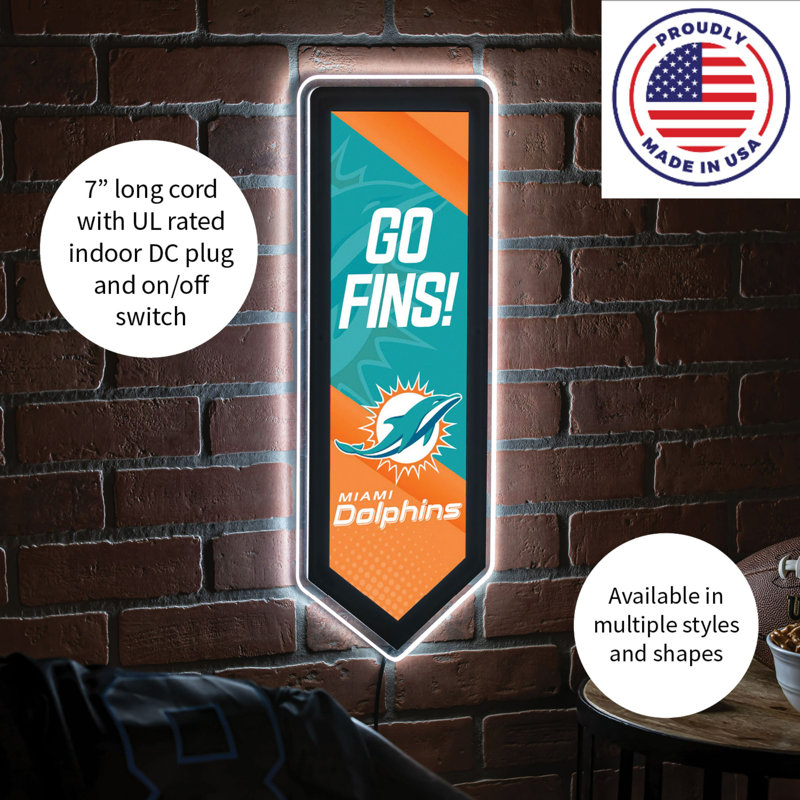 Plaque murale lumineuse NFL, Miami Dolphins