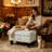 Multi-Functional White Faux Leather Ottoman with Hidden Storage Compartment-1418637426
