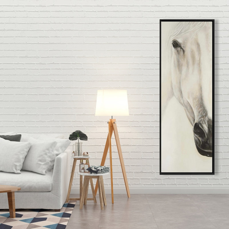 Demi-portrait d'un cheval paisible sur toile, H 60 po x l 20 po