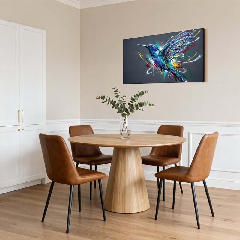 Ensemble d'une toile imprimée abstraite représentant un colibri coloré, 3216