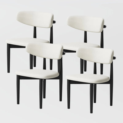 Mid-Century Modern Wood Dining Chairs, Upholstered Wood Dining Chair Side Chair, Fully Assembled