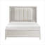 Structure de lit grand moderne en bois massif Reeded Modern avec tête de lit tapissier à DEL, blanc doux