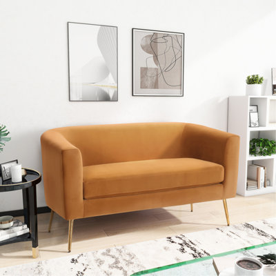 Style avec détails dorés, velours, or moderne éblouissant de 27,63 po de hauteur, bords arrondis, confort en velours, profondeur de 51,65 po