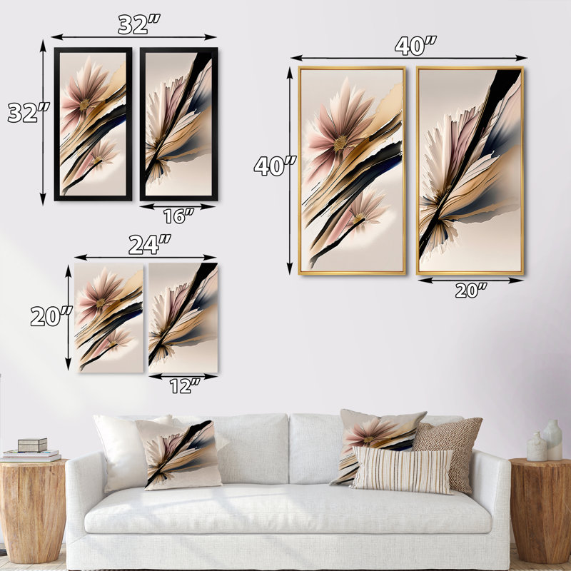 " Daisy Hyperrealistic Flowers " 2 - Pieces, Gold Framed, 32" H x 32" W