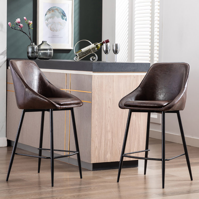 Dani Bar Stool, Counter Stool (26” Seat Height), Brown