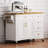 52'' Kitchen Island with Drop Leaf, Embossed Texture Kitchen Island on Wheels with Spice Rack, Towel Rack, 2 Doors and 5 Drawers-558130779
