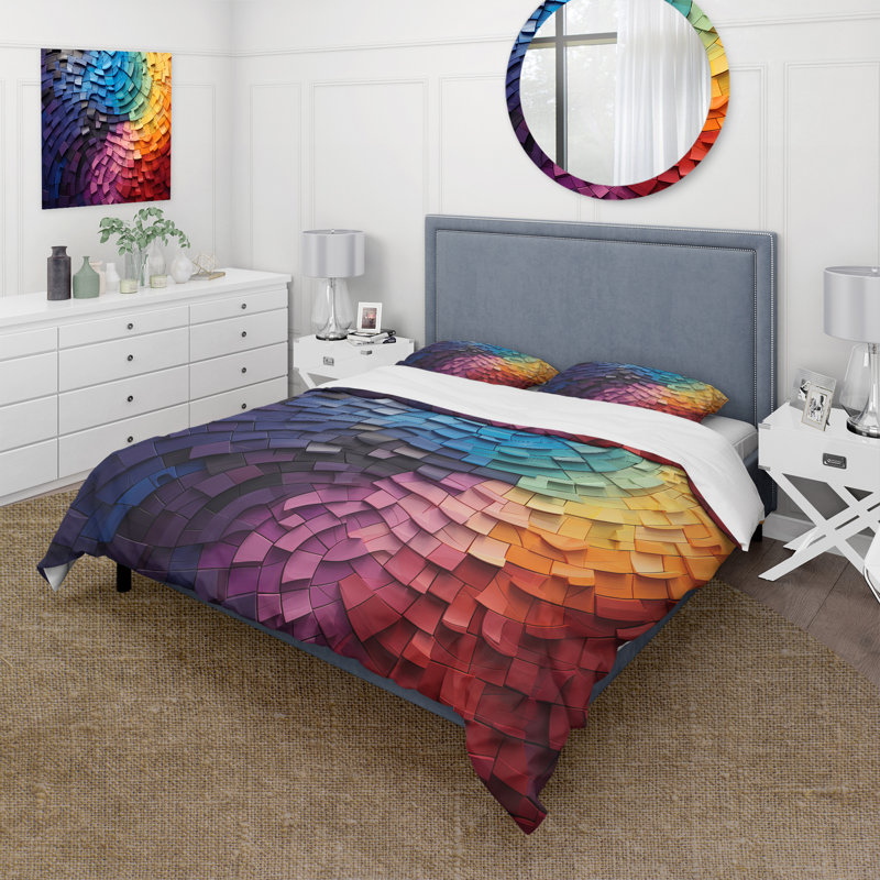 Abstract Rainbow Colorful Arch Collage - Ensemble de housse de couette arc-en-ciel