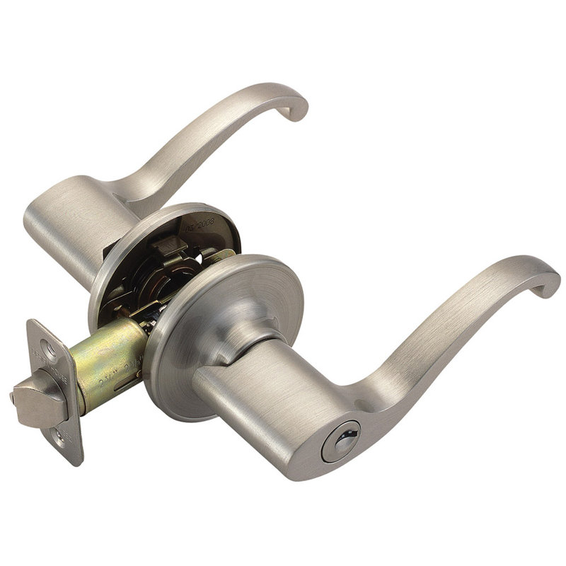 Pro Scroll Entry Lever, Satin Nickel
