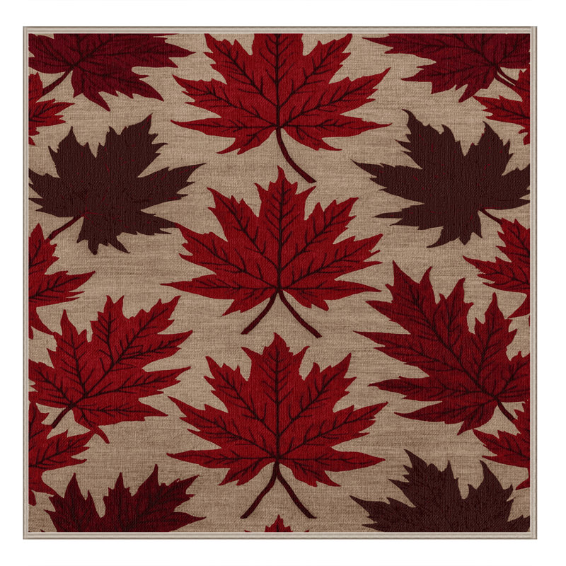 Tapis botanique brun lavable à la machine, Carré 7 pi