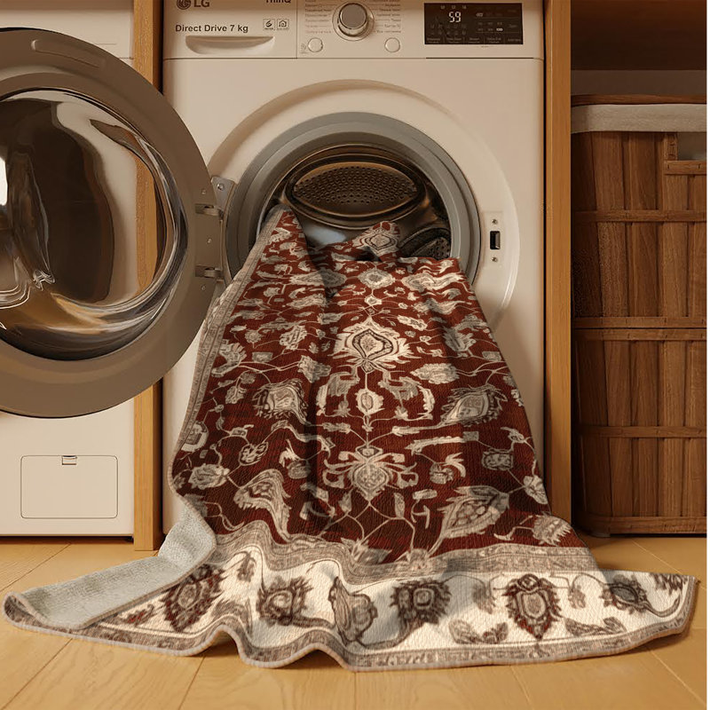 Tapis beige lavable à la machine, Rectangle 8 pi x 12 pi