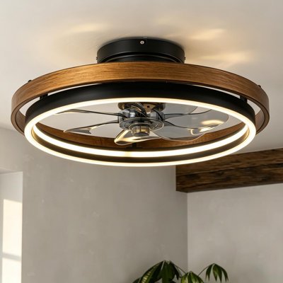 Farmhouse Ceiling Fan With LED Light Fandelier