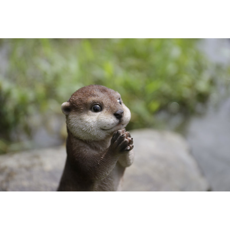 Charming Brown Polyresin Praying Otter Garden Statue