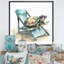 Tortue allongée sur une chaise de plage avec lunettes de soleil II - reproduction sur toile-86808402-110954815