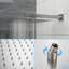 Système de douche carré 12 po Nickel brossé - barre coulissante réglable, soupape équilibrée et accessoire portatif avec barre murale, unité
