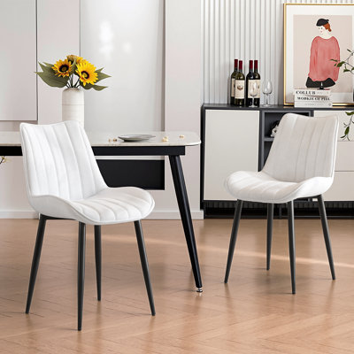 Ensemble de 2 chaises de salle à manger en velours, chaises de cuisine en seau rembourrées modernes avec pieds en métal, 2 chaises d'appoint Mid-Century pour salle à manger, cuisine, salon, meuble-lavabo et chambre à coucher
