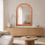 Miroir mural brun jaunâtre de 24 po x 36 po avec cadre en bois massif perlé, miroir rustique de décor de ferme pour entrée, salle de bain et salon