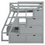 Lit mezzanine double gris avec 7 tiroirs, 2 tablettes et un bureau - Design unique pour chambre à coucher
