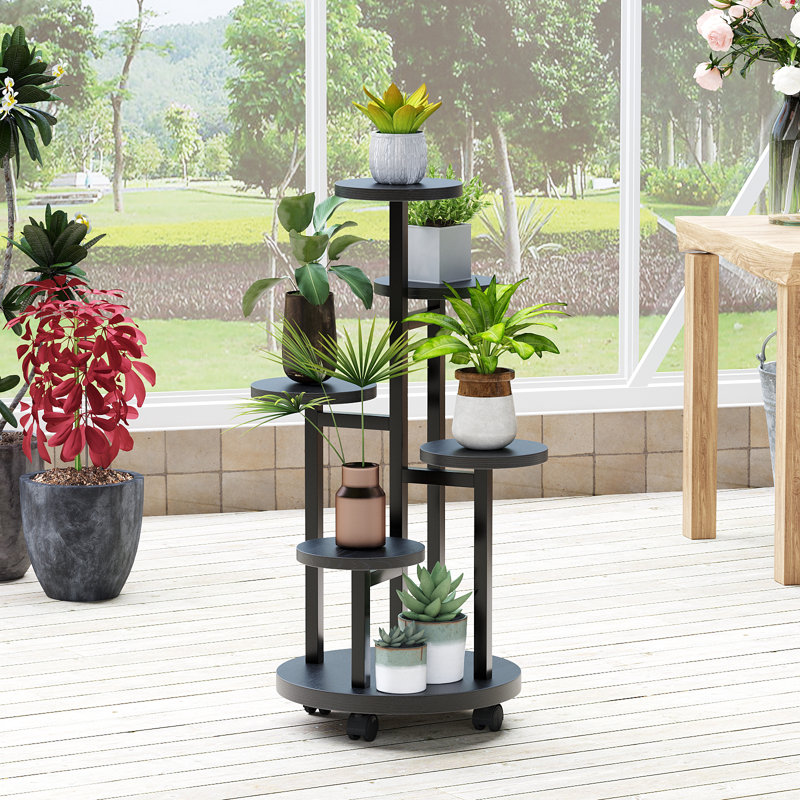 Support à plante roulant avec roues, support de pot de fleurs à plusieurs niveaux, tablette de plante mobile pour adultes