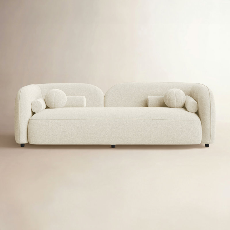 Katrien Upholstered 93'' Sofa, Ivory Boucle