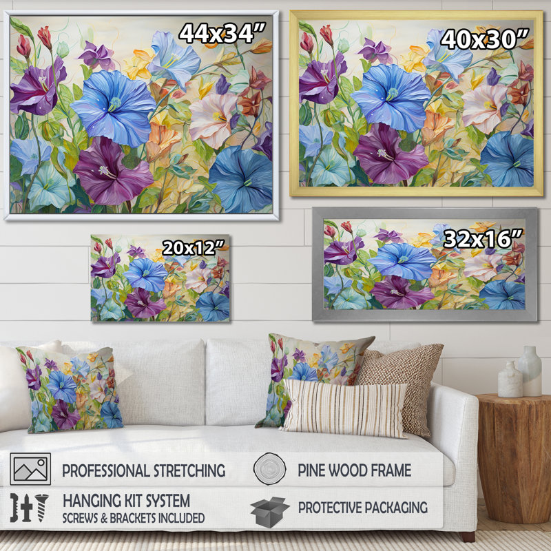 Mauve matin, gloire et fleurs I, Toile tendue, H 16 po x l 32 po x P 1 po
