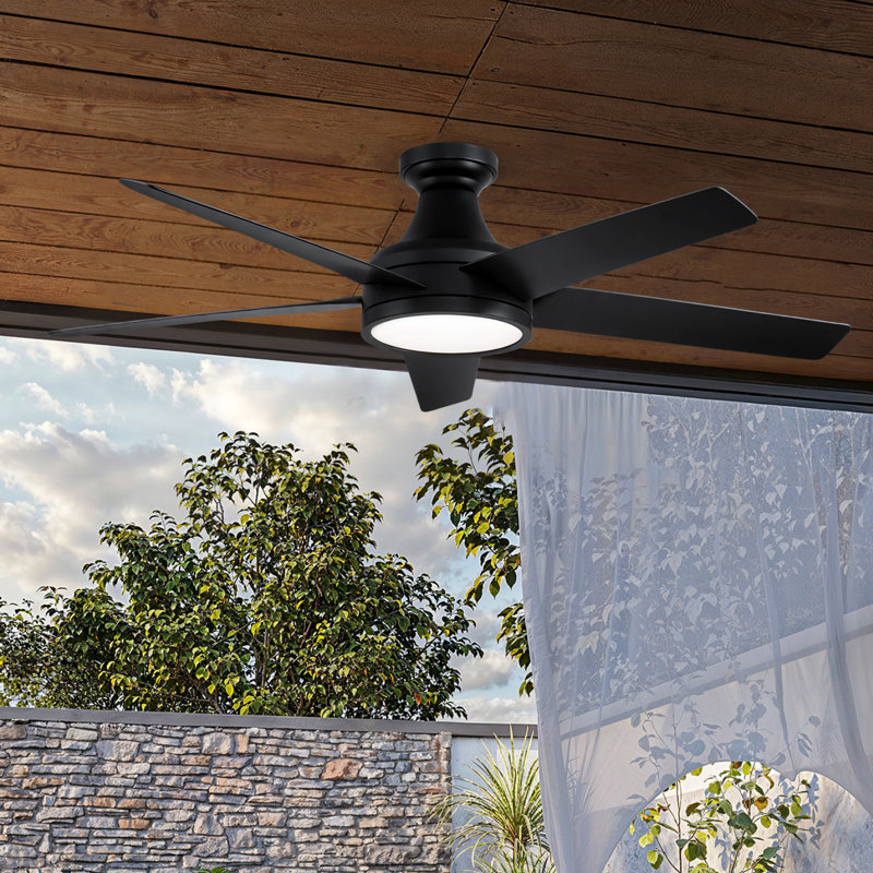 Ventilateur de plafond 52 "avec plafonnier encastré Northwind, intensité variable 6CCT, ventilateur de plafond avec lumière et télécommande - noir mat
