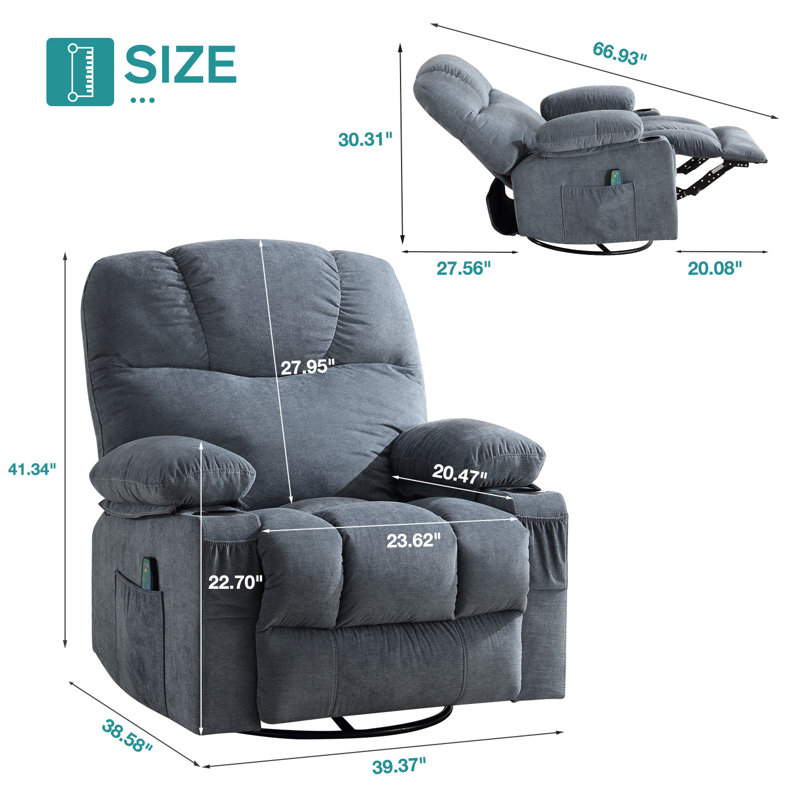Fauteuil inclinable pivotant Corston, Mélange de lin bleu