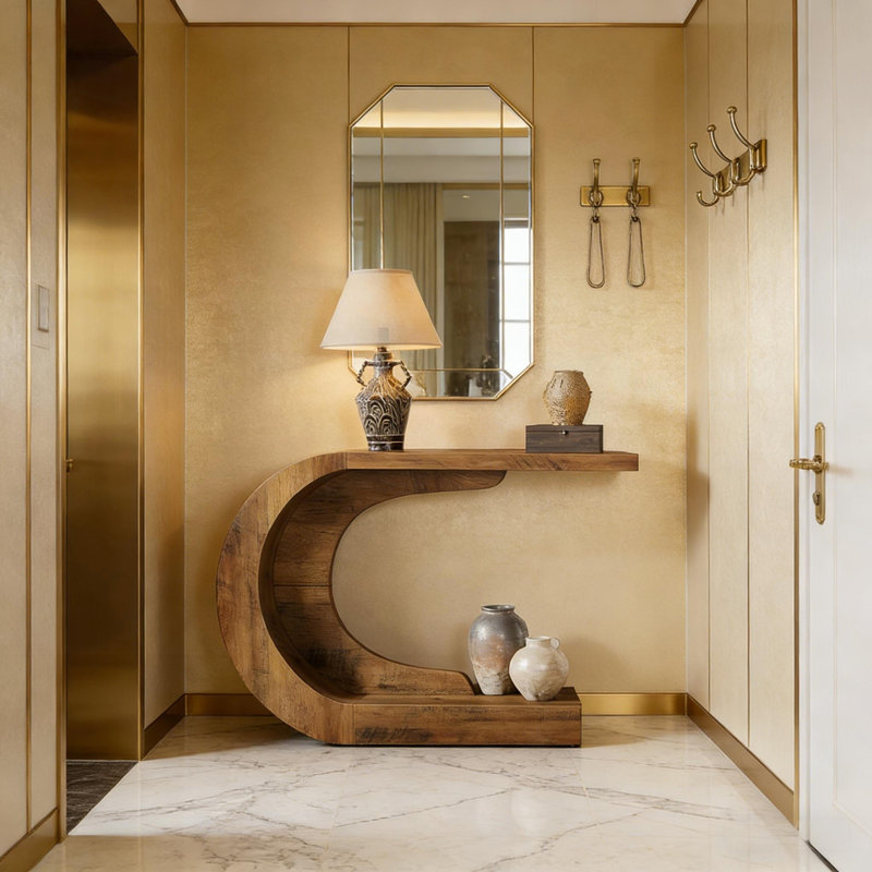 Table de couloir contemporaine, Brun rustique