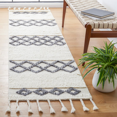 Tapis géométrique en laine / coton tissé à la main Benyam