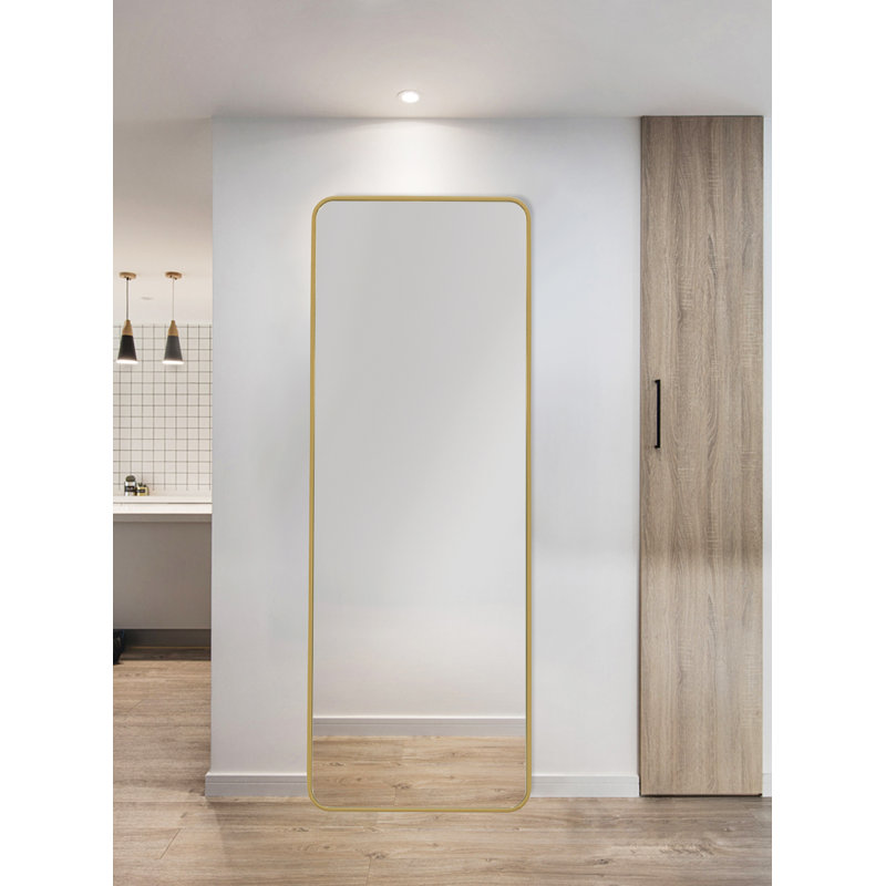 Kallas Metal Flat Wall Mirror, Brass