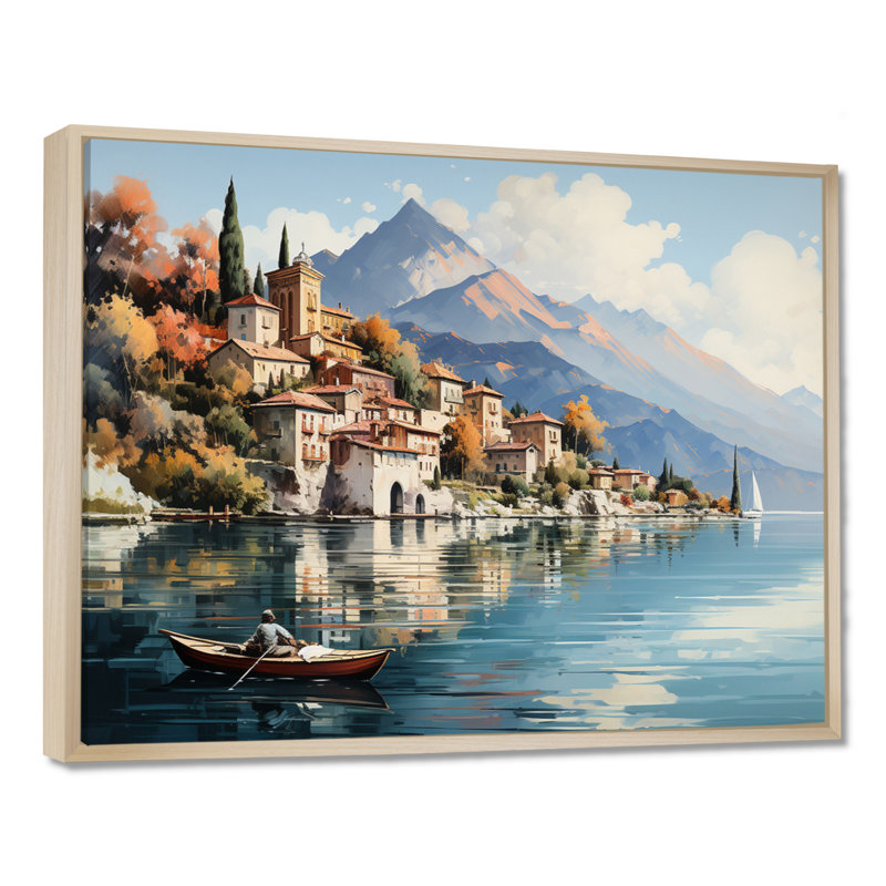 Italie, art mural sur toile, impression de voyage sur le lac de Côme - Italie sur le lac de Côme, H 16 po x l 32 po x P 1 po