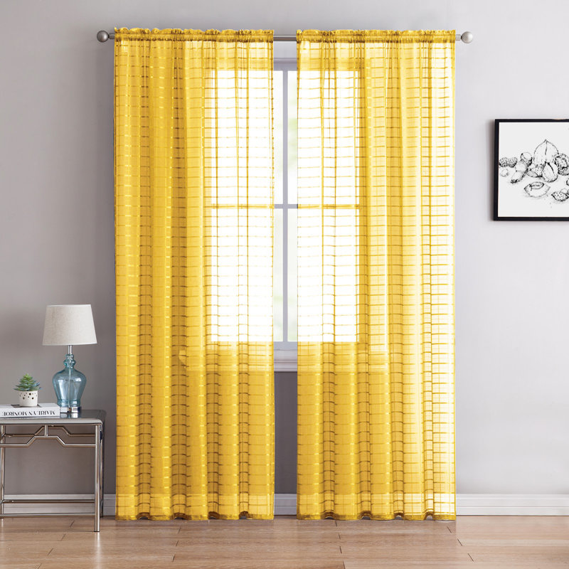 Bernardita Sheer Curtain Pair, Yellow