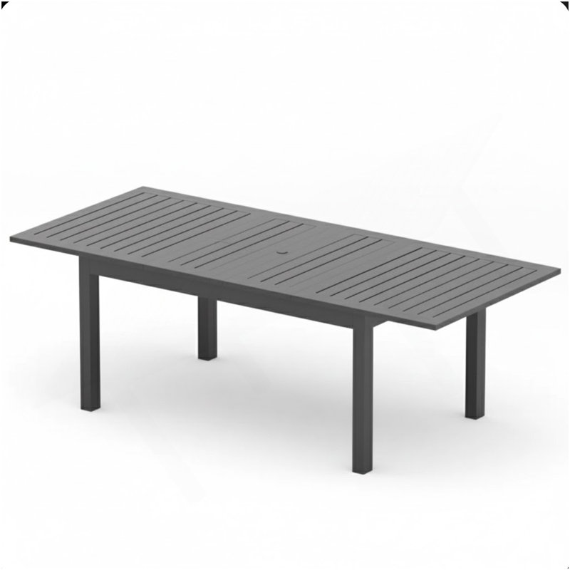 Table de salle à manger d'extérieur en aluminium 63 "à 92", table de patio grise toutes saisons