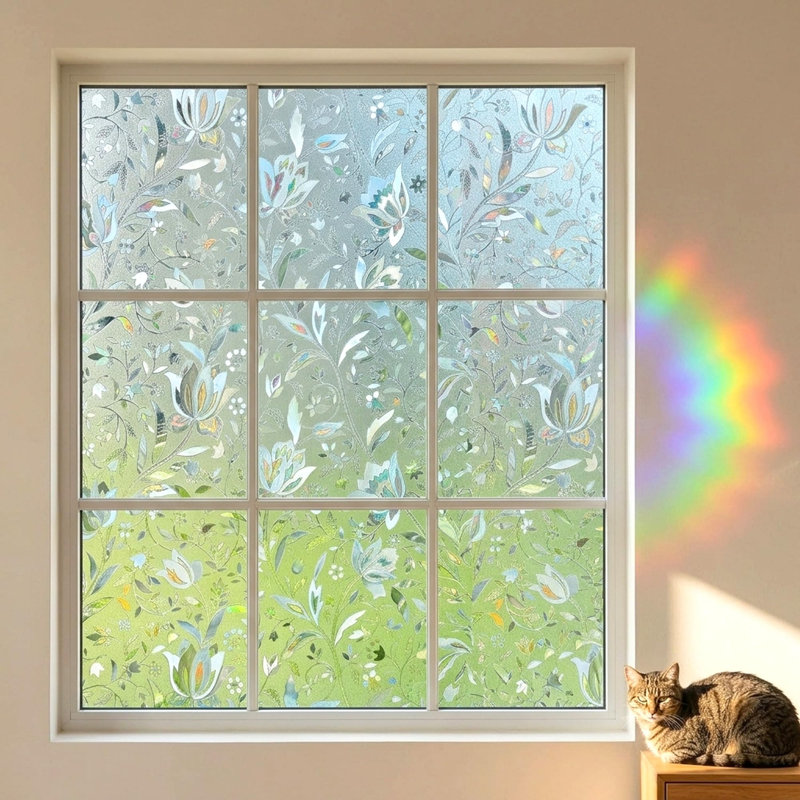 Film d'intimité pour fenêtre, tulipes arc-en-ciel, 17.5" H x 78.7" W
