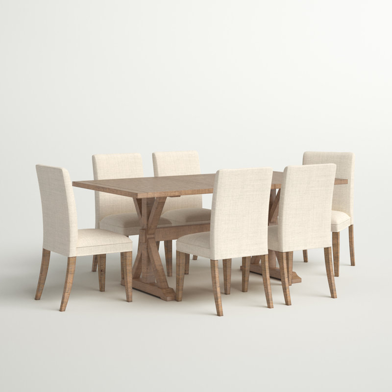 Averie 6 - Person Extendable Pine Solid Wood Solid Wood Top Trestle Dining Set
