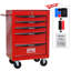 Coffre à outils roulant en métal avec 5 tiroirs, armoire à outils à 5 tiroirs de 20 po avec glissières à roulement à billes, coffre à outils en acier - rouge et noir