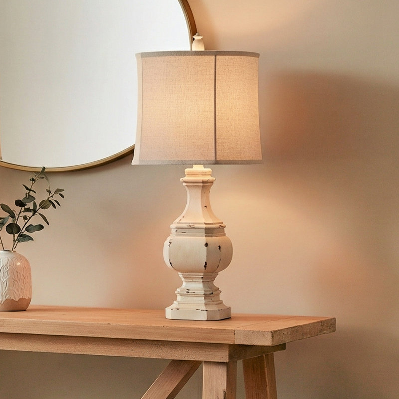 28.25" Resin Table Lamp With Oatmeal Shade