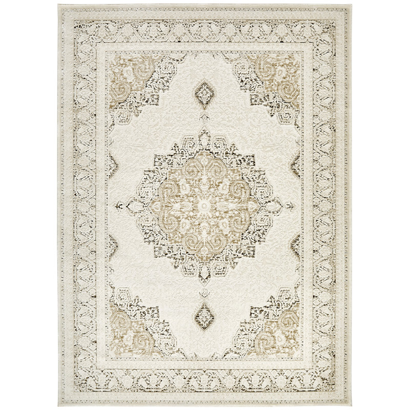 Classic Medalion Khaki Area Rug, Rectangle 160 x 220 cm