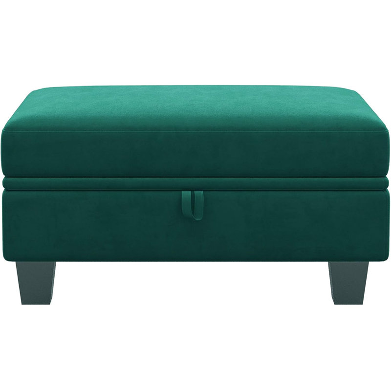 Repose-pieds avec rangement 1 pièce Creasong, Velours vert