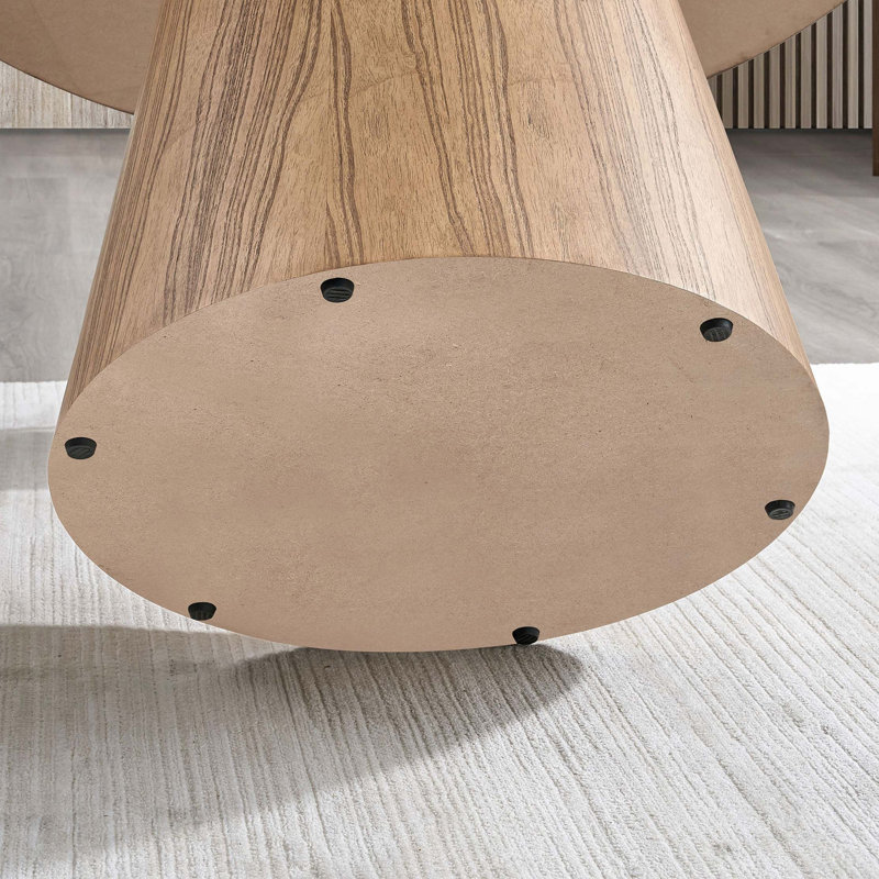 Table de salle à manger ronde en bois aggloméré de style moderne, avec base cylindrique robuste
