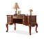 Bureau rectangulaire en bois massif brun noisette avec 5 tiroirs-216026297